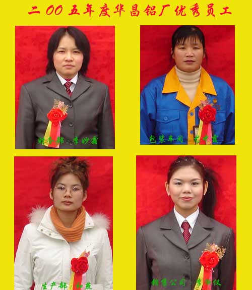 2005年度，，，，ayx爱游戏铝厂优异员工及优异通迅员